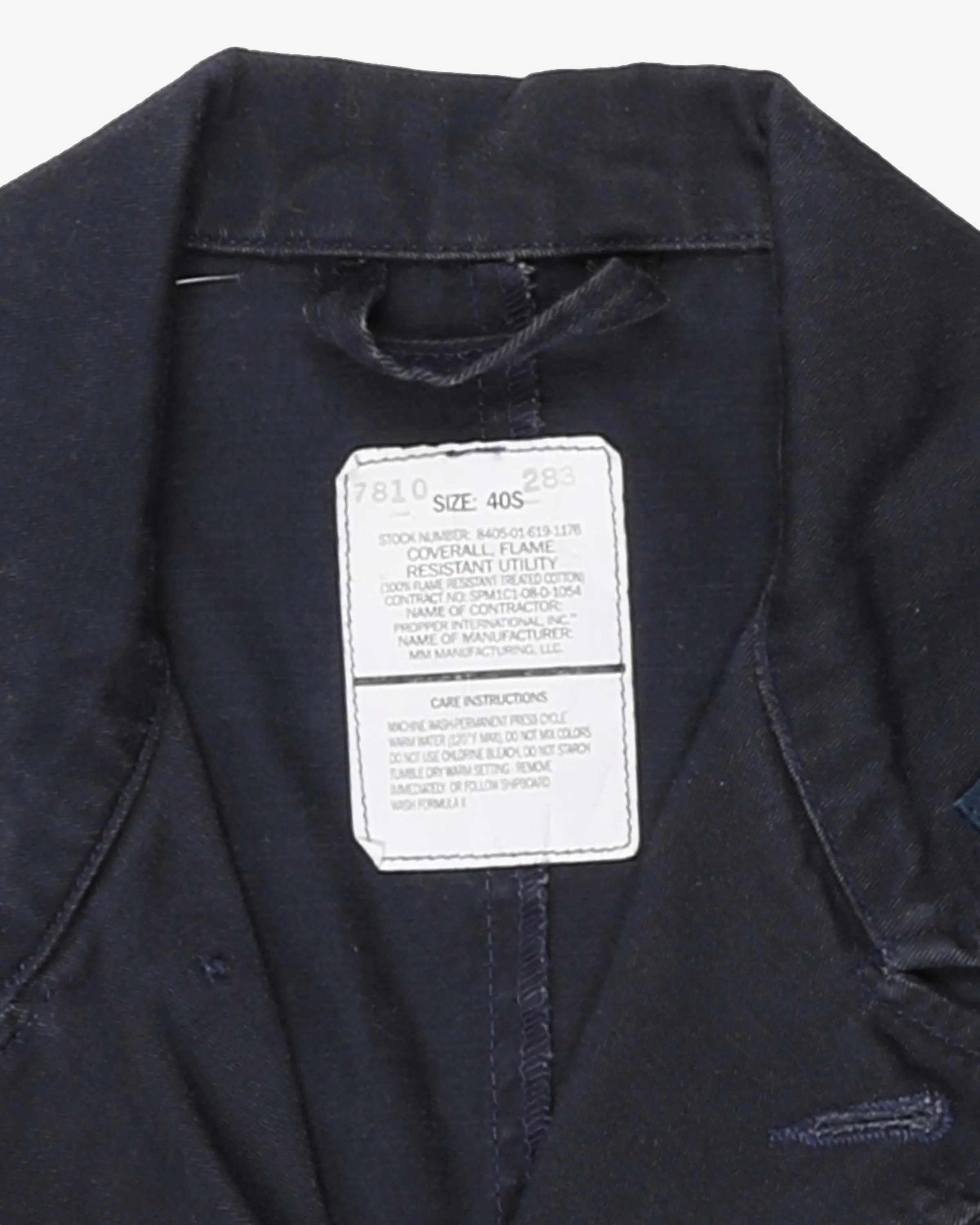 2008 US Navy Black Cotton Flame Resistant Utility Coveralls - 40S