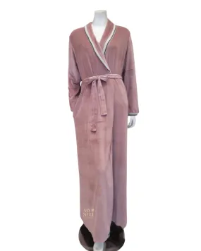 22633C Trim Detail Blush Cotton Velour Morning Wrap Robe