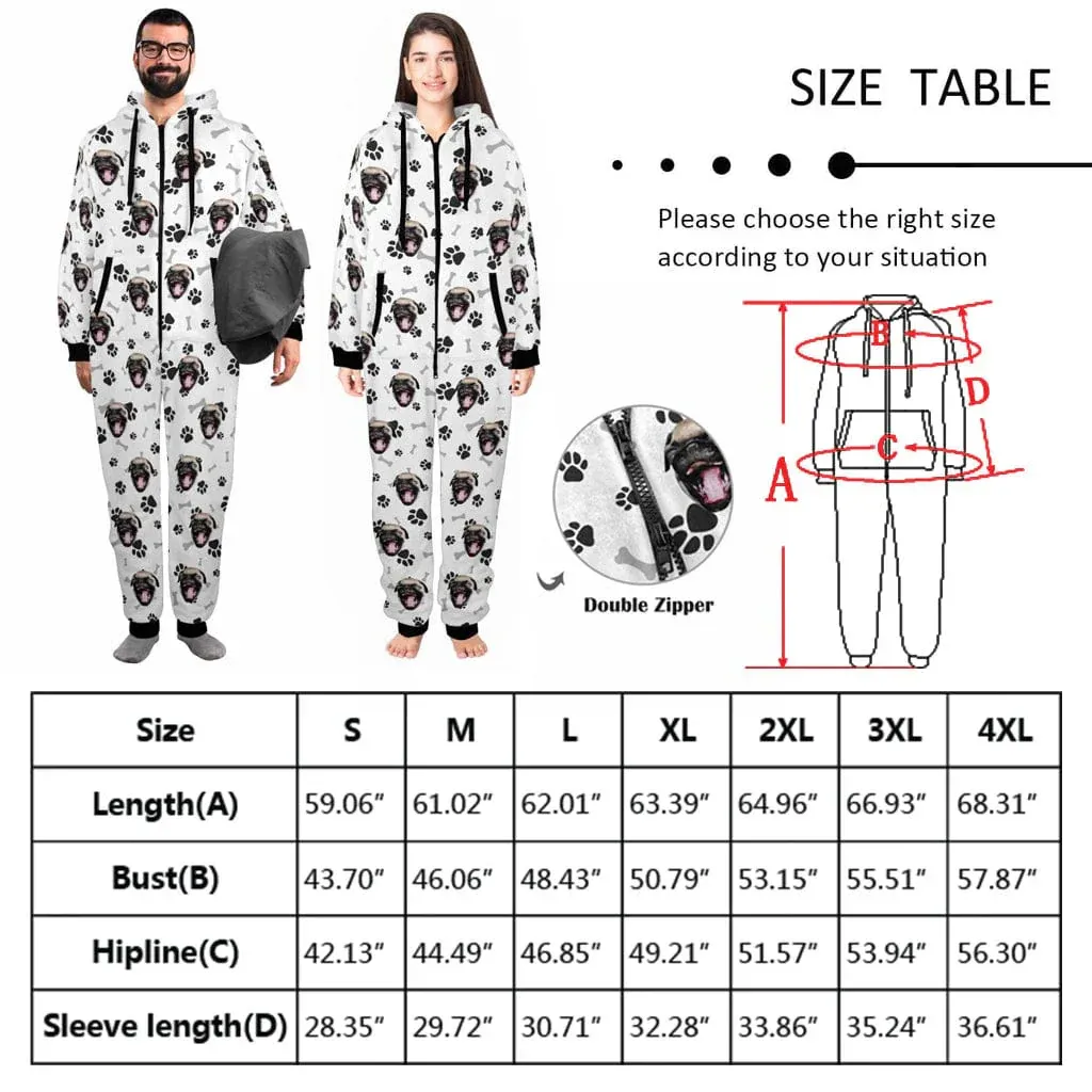 [30  Colors] Flannel Fleece Onesie Pajamas Custom Your Face Jumpsuit Homewear