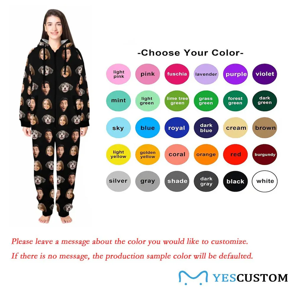 [30  Colors] Flannel Fleece Onesie Pajamas Custom Your Face Jumpsuit Homewear