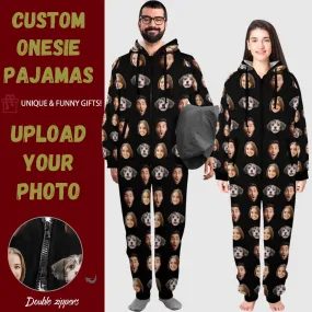 [30  Colors] Flannel Fleece Onesie Pajamas Custom Your Face Jumpsuit Homewear