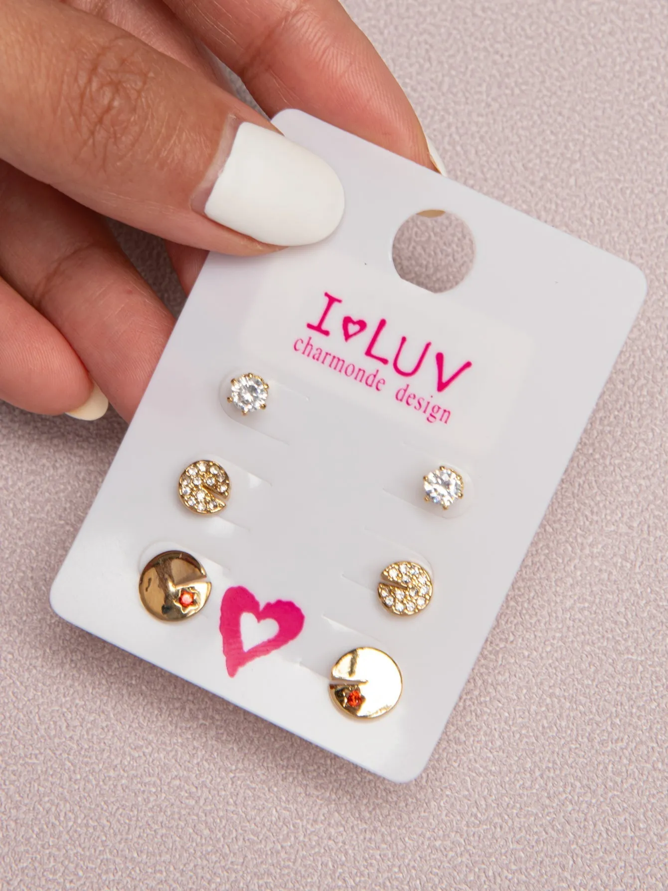 3pairs Zirconia Earrings sets