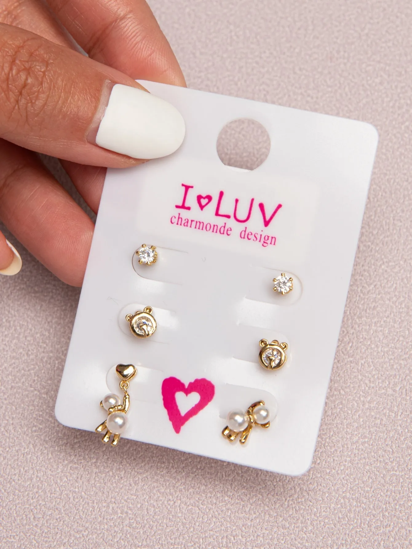 3pairs Zirconia Earrings sets