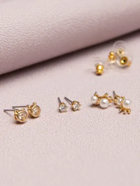 3pairs Zirconia Earrings sets