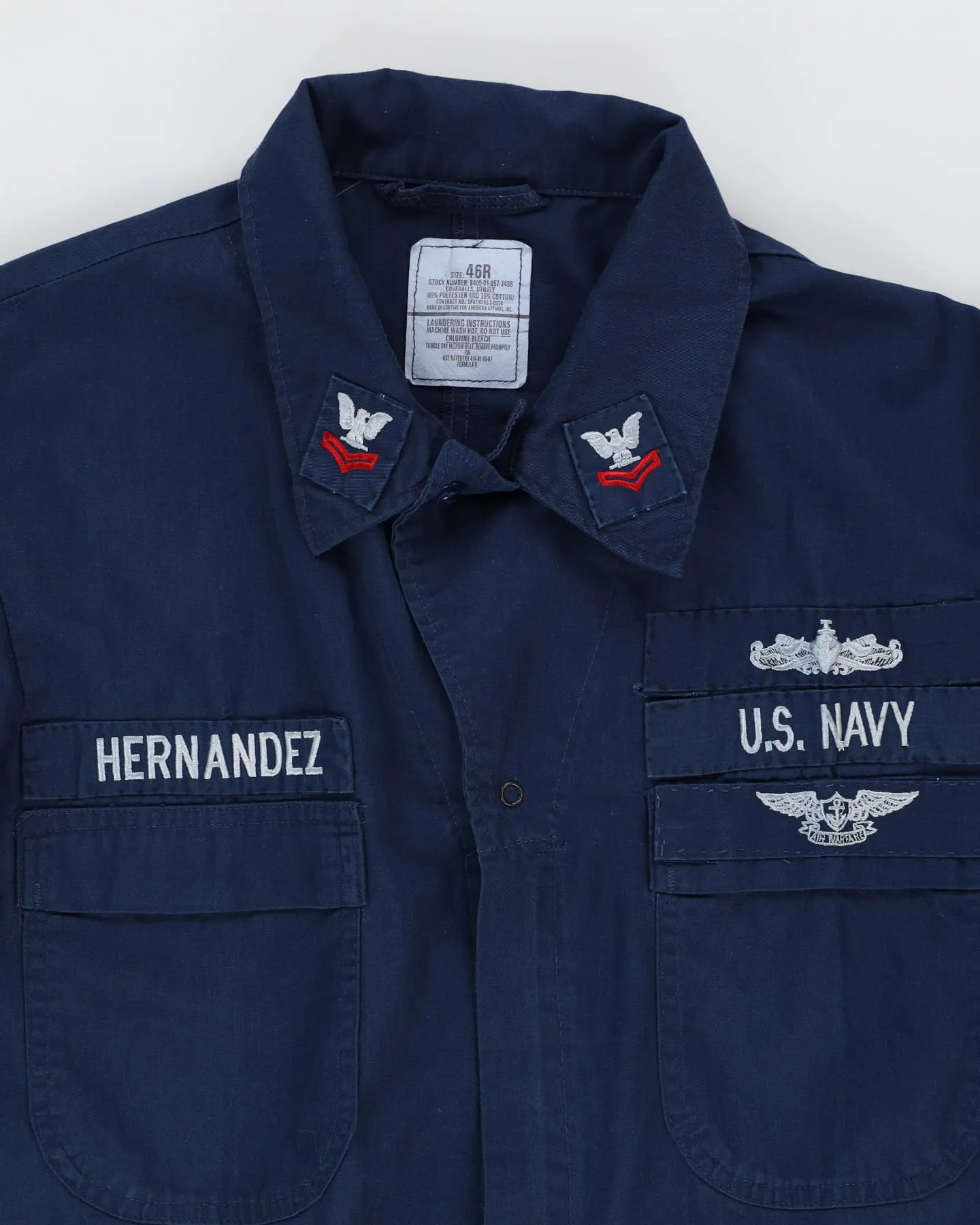 90s Vintage US Navy Blue Utility Coveralls - Large