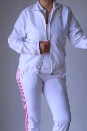 ADIDAS Vintage Women's White Windbreaker Jacket - 2000's