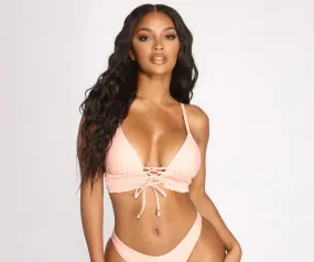 Beach Babe Lace Up Swim Top