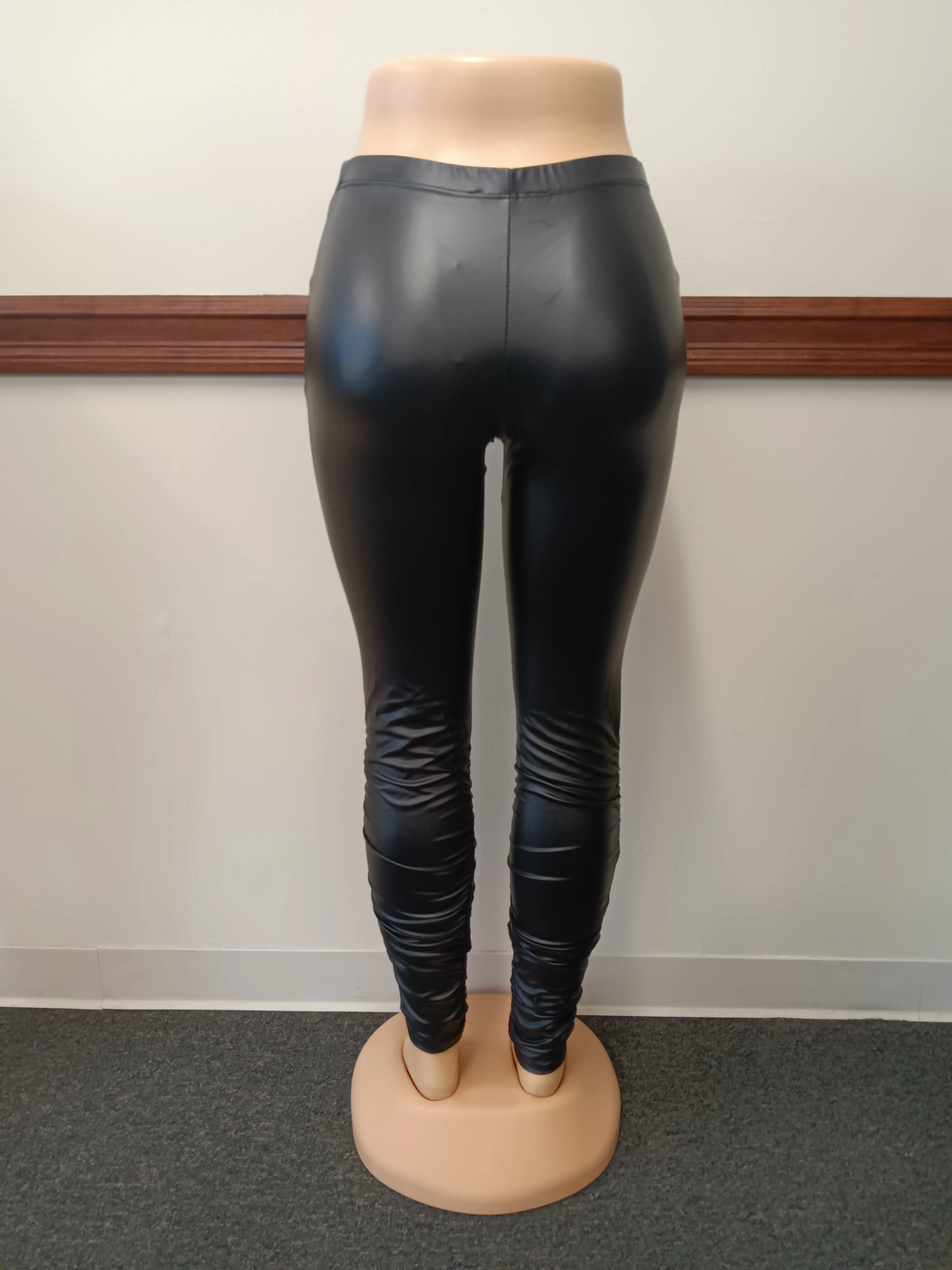 Black Faux Leather Stretch Pants Available in Size S