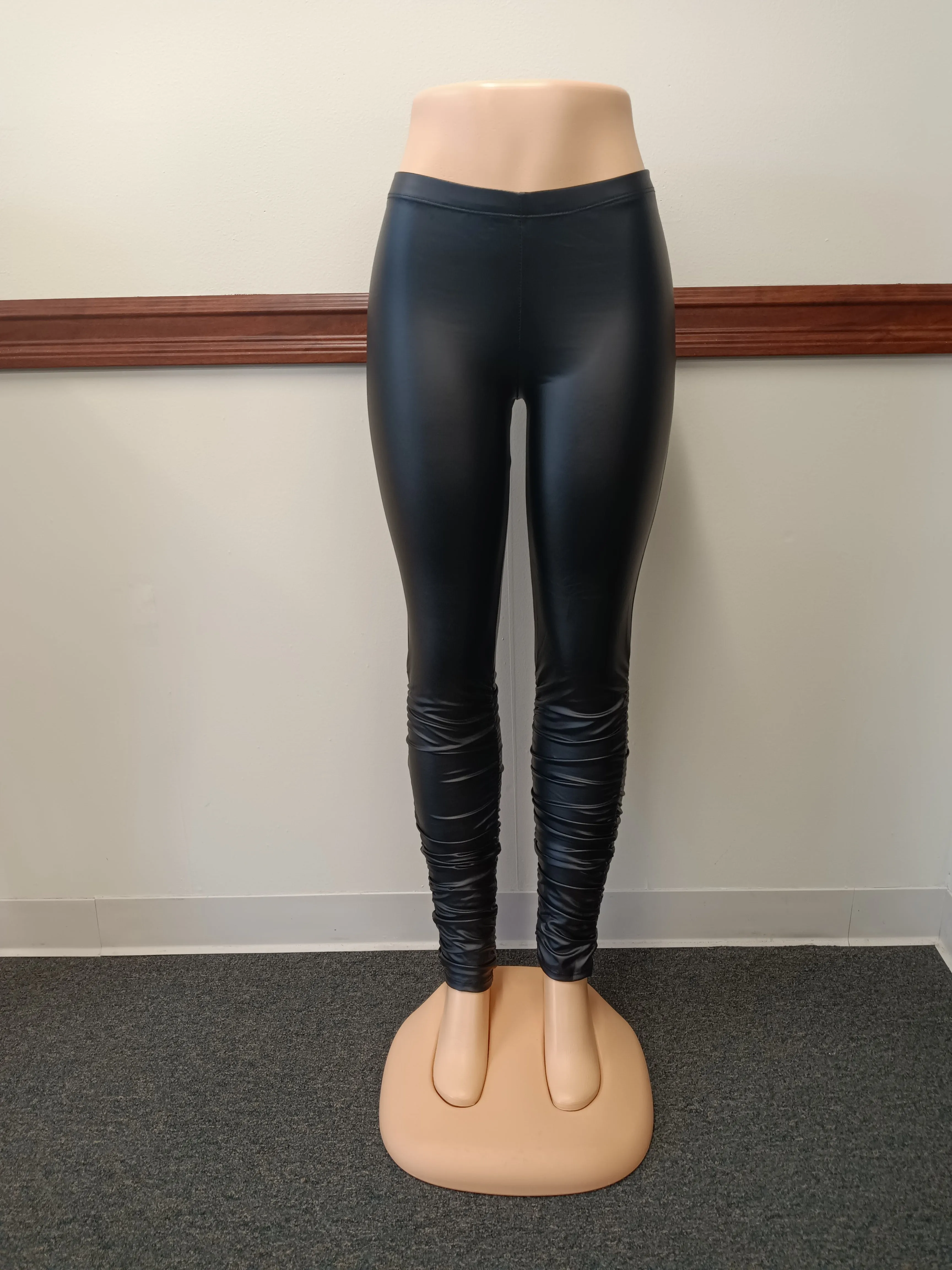 Black Faux Leather Stretch Pants Available in Size S