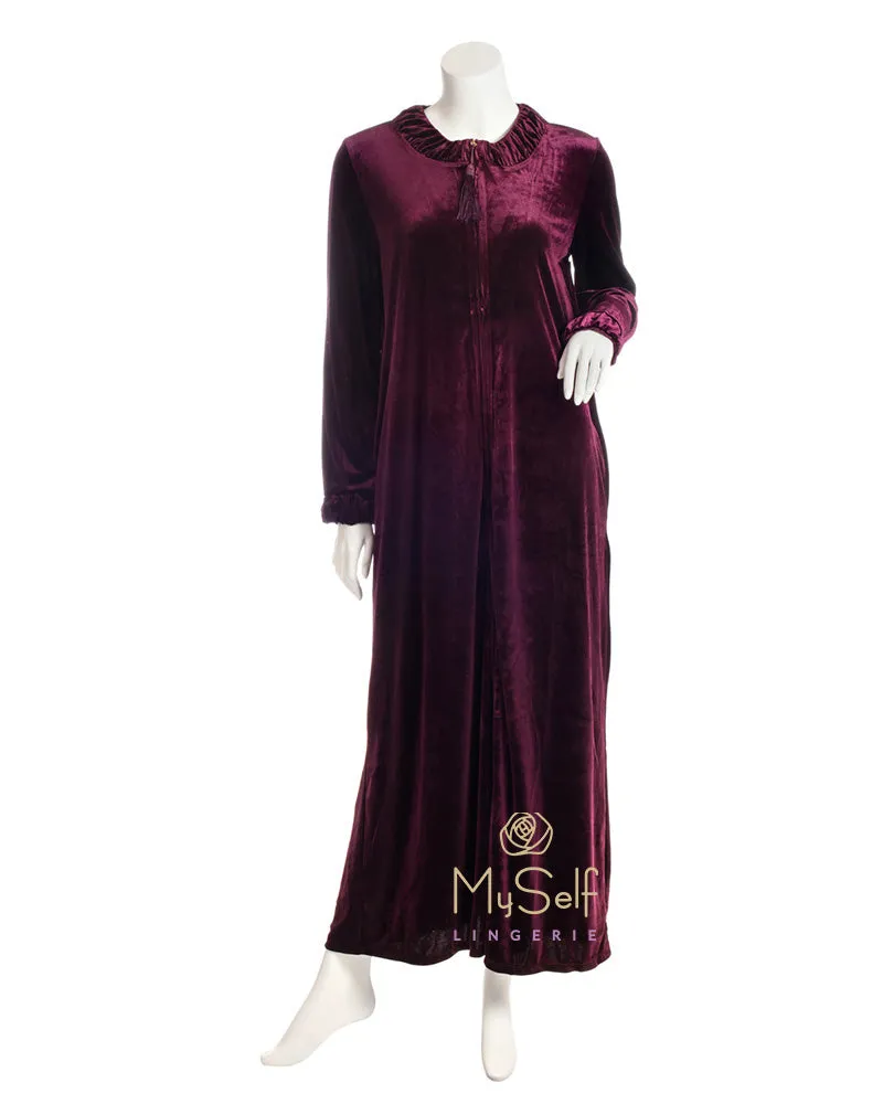 CLR05240 Frosted Velour Zip Front Lounger Robe