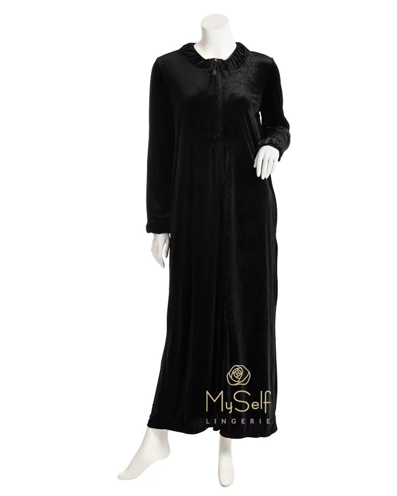 CLR05240 Frosted Velour Zip Front Lounger Robe