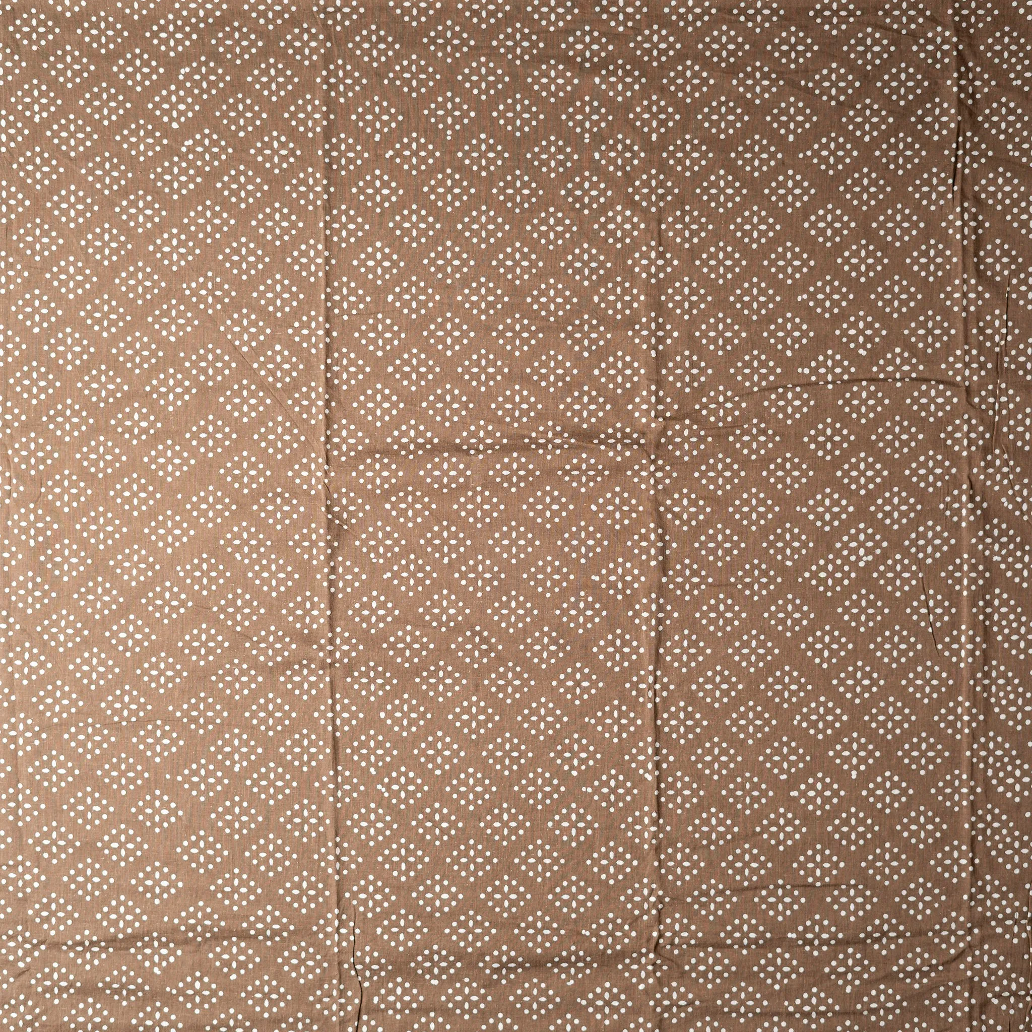 Cotton Katha Work Dress Material (Brown)