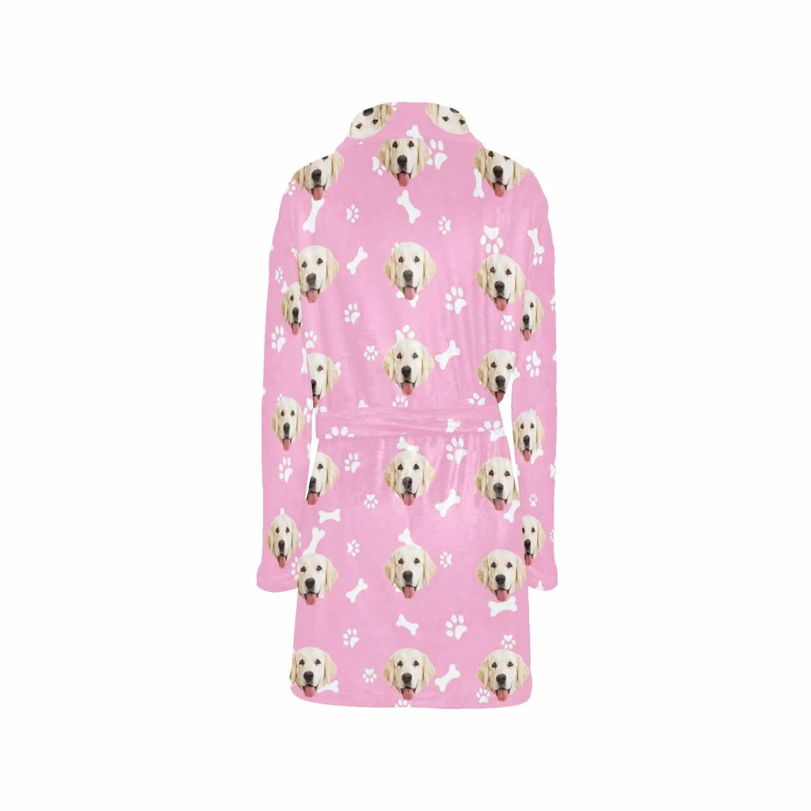 Custom Face Fleece Robe Dog Bones Personalized All Over Print Pajama Kimono Robe for Men Women