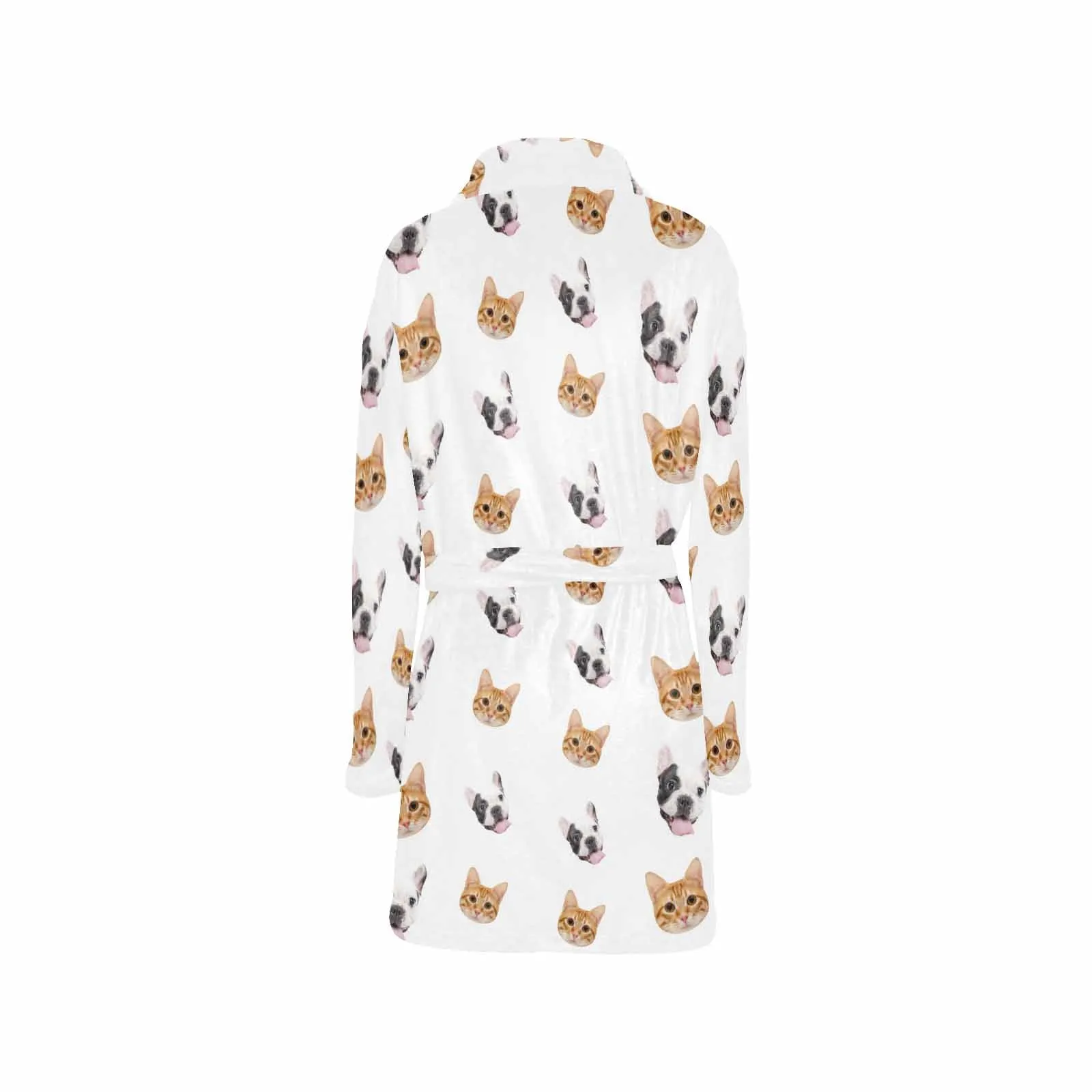 Custom Face Fleece Robe Pet Face Personalized All Over Print Pajama Kimono Robe for Men Women