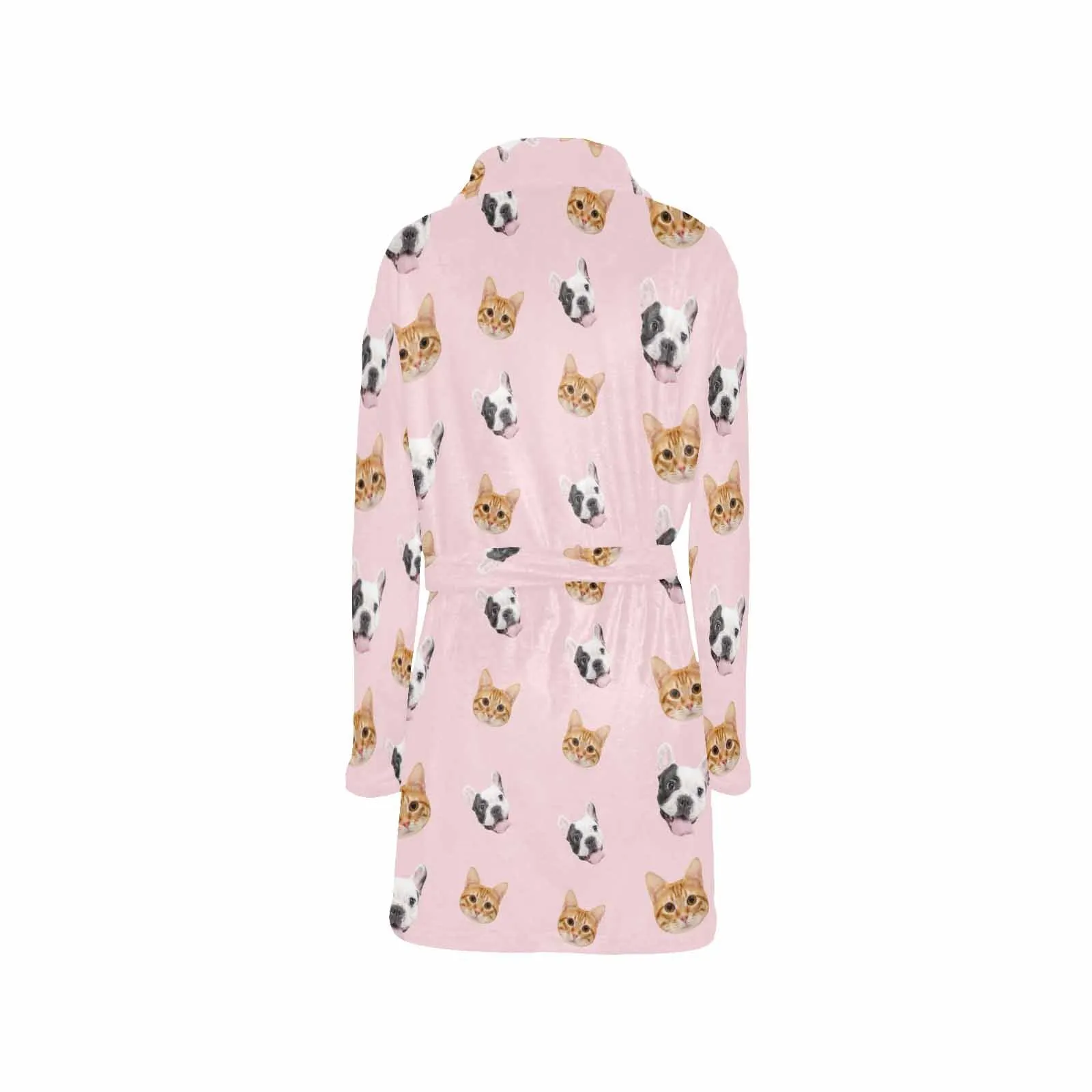 Custom Face Fleece Robe Pet Face Personalized All Over Print Pajama Kimono Robe for Men Women