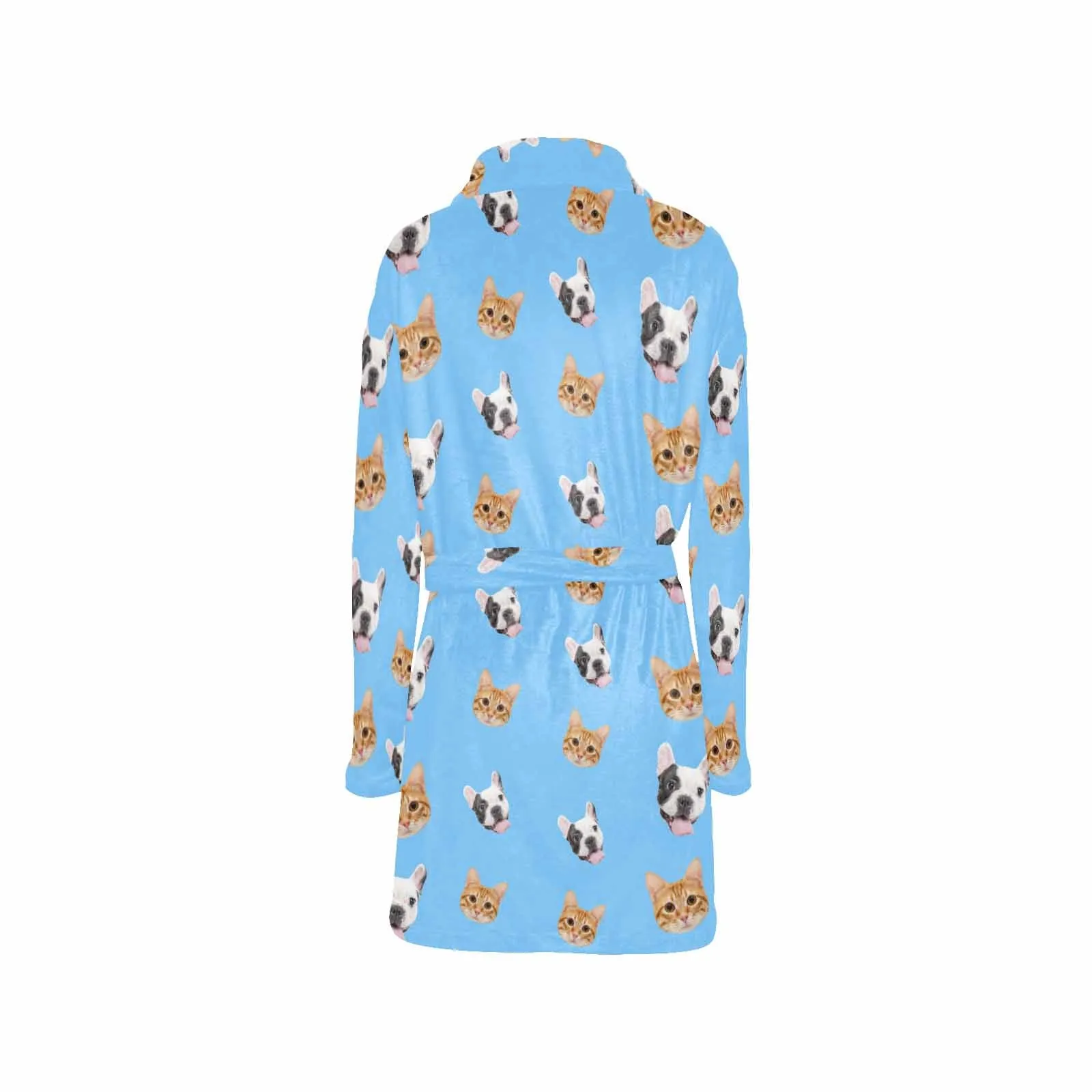 Custom Face Fleece Robe Pet Face Personalized All Over Print Pajama Kimono Robe for Men Women
