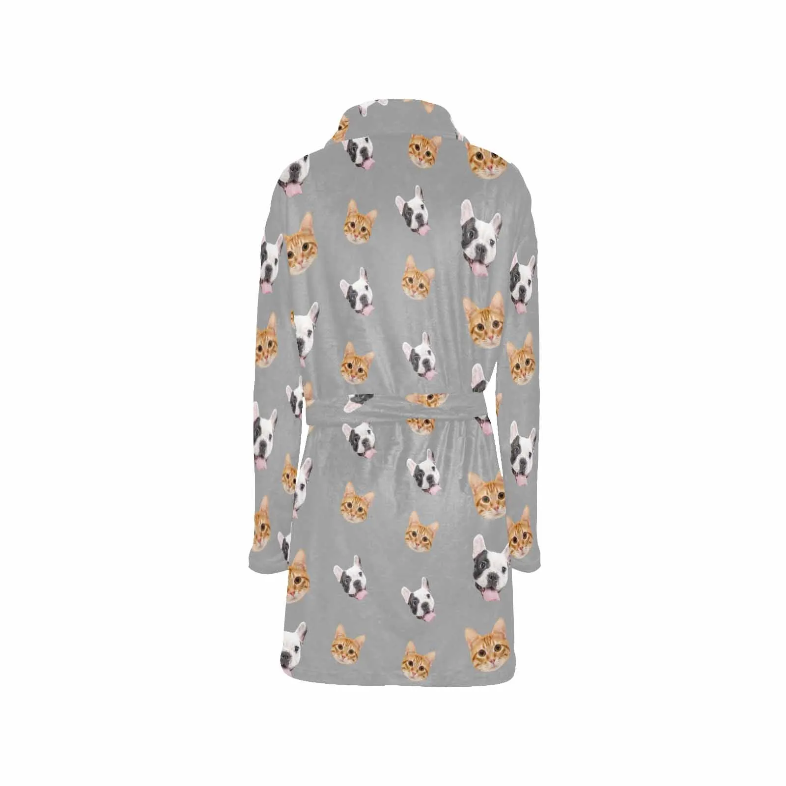 Custom Face Fleece Robe Pet Face Personalized All Over Print Pajama Kimono Robe for Men Women