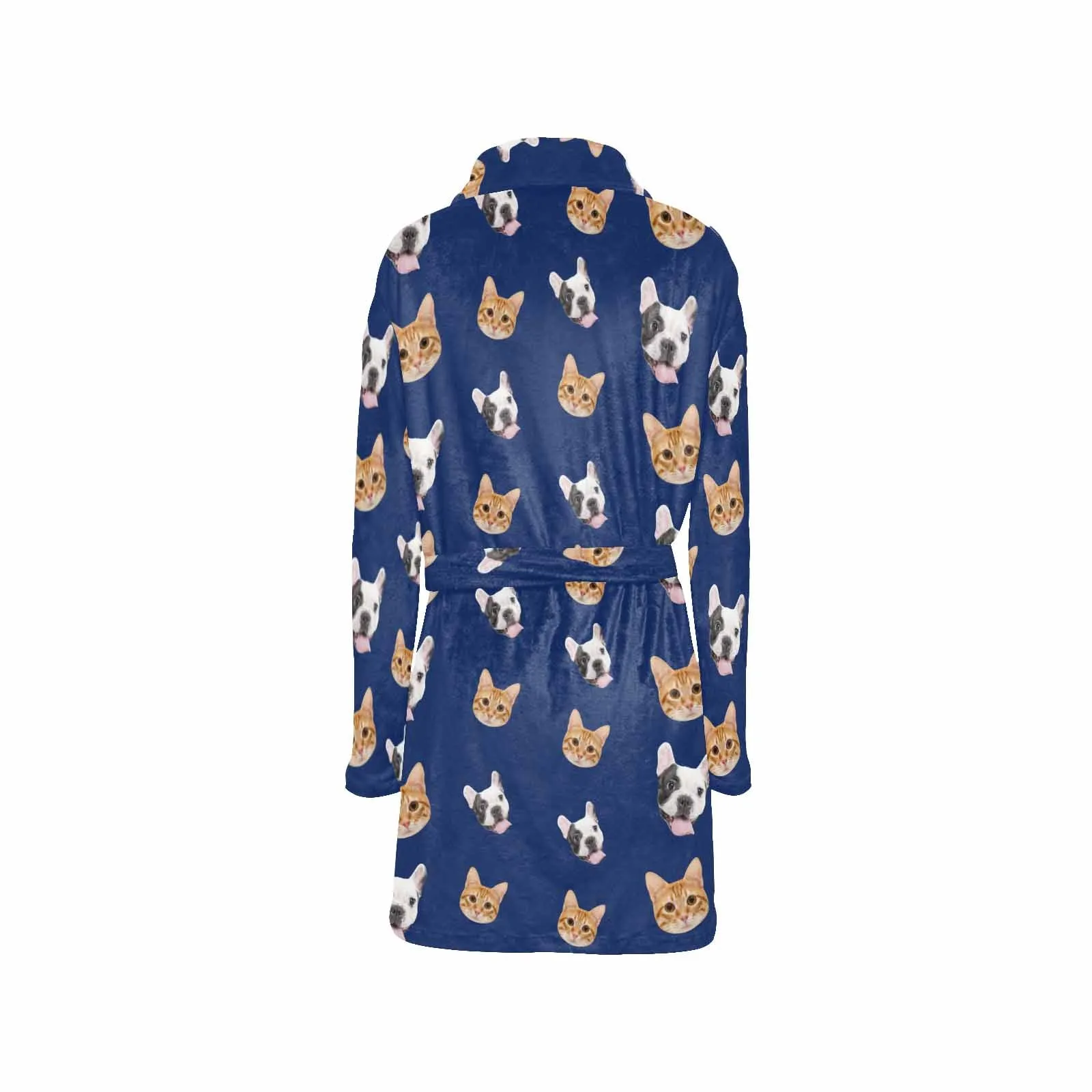 Custom Face Fleece Robe Pet Face Personalized All Over Print Pajama Kimono Robe for Men Women