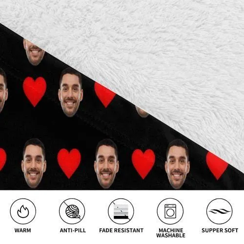 Custom Face Love Heart Hooded Pajama Fleece Loungewear For Women
