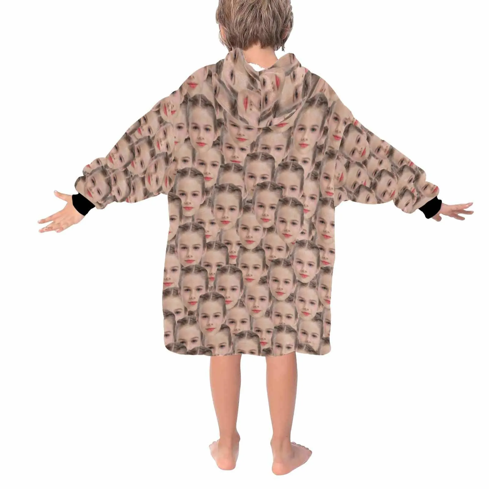 Custom Face Seamless Hooded Pajama Fleece Loungewear For Women