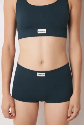 Dark green seamless ribbed boxers briefs