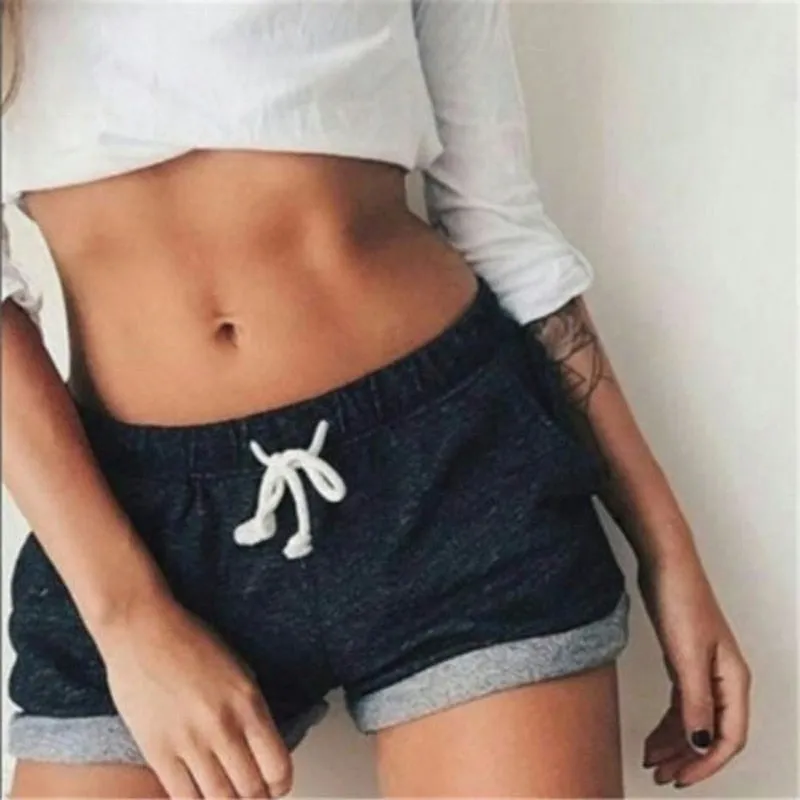 Drawstring Plain High Waist Short Pants