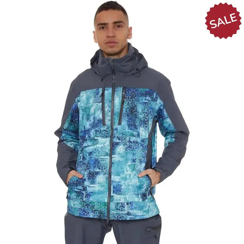 FHM Gale Fishing Jacket Mens Waterproof 20000 mm Print Blue
