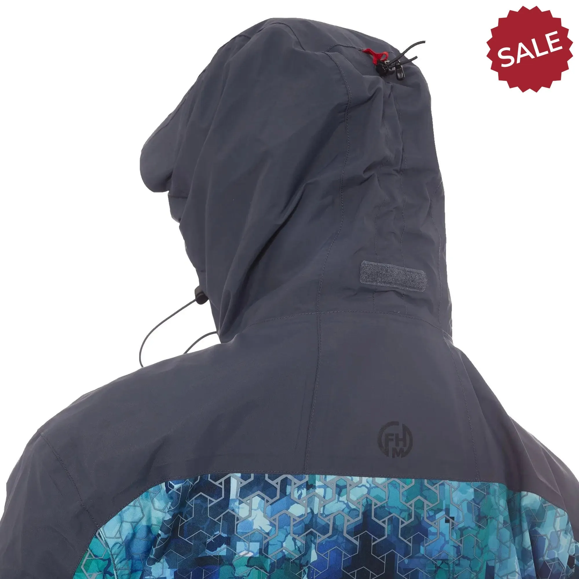 FHM Gale Fishing Jacket Mens Waterproof 20000 mm Print Blue