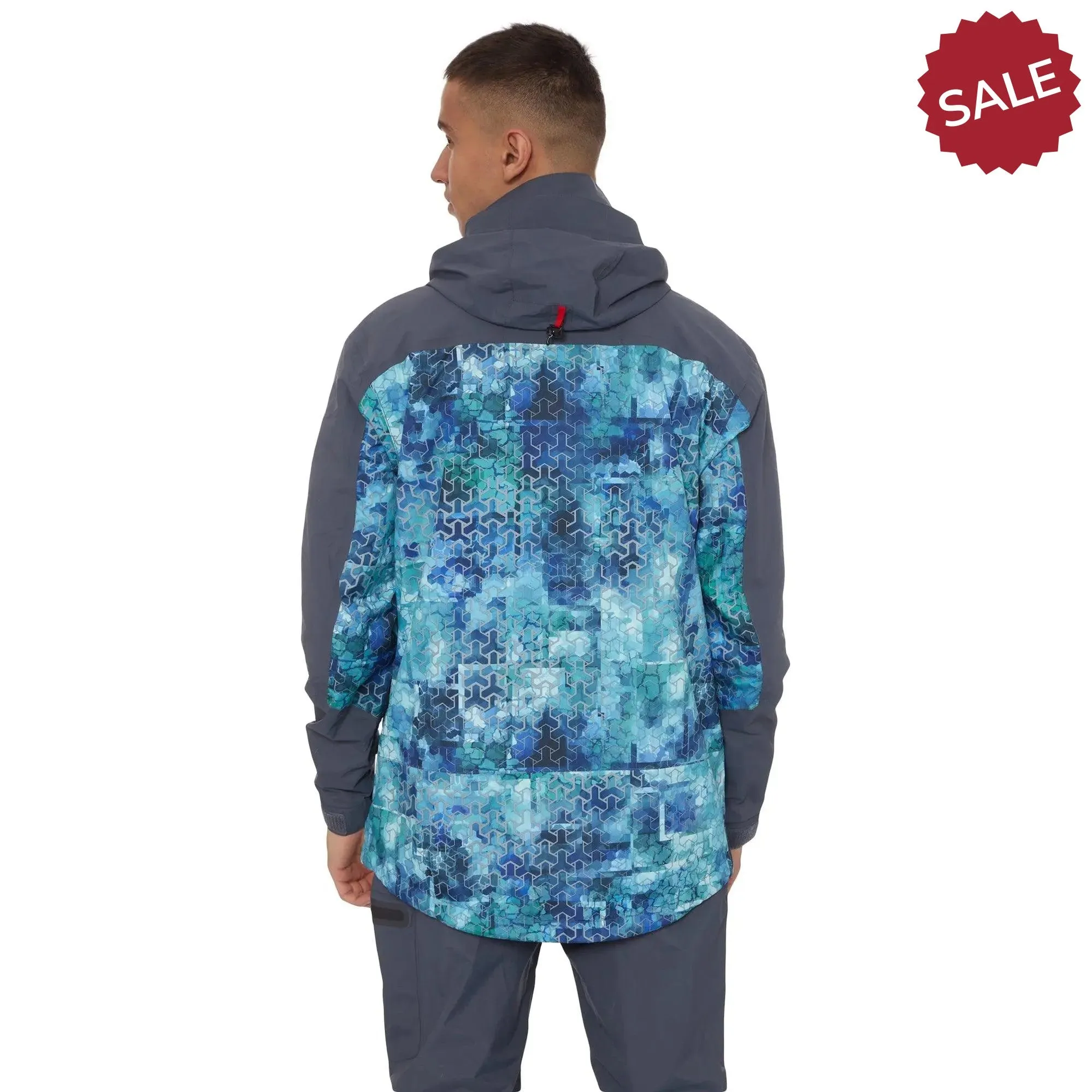 FHM Gale Fishing Jacket Mens Waterproof 20000 mm Print Blue
