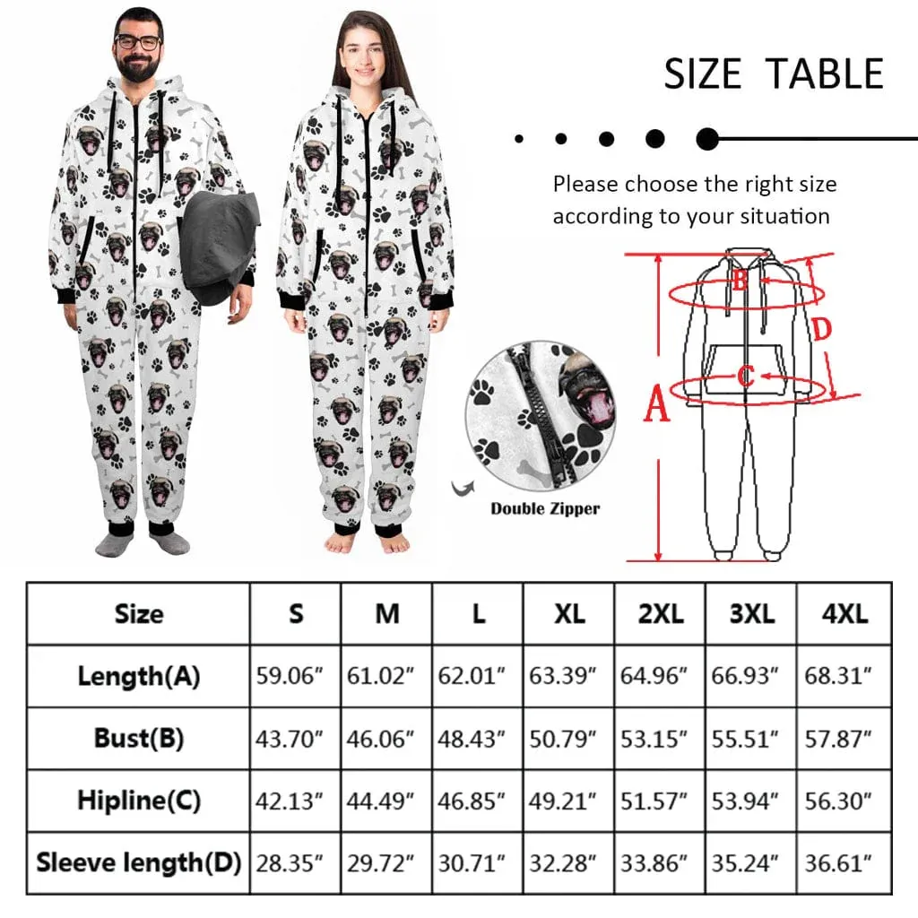 Flannel Fleece Adult/Kid Onesie Pajamas Custom Face Christmas Hat Jumpsuit Homewear