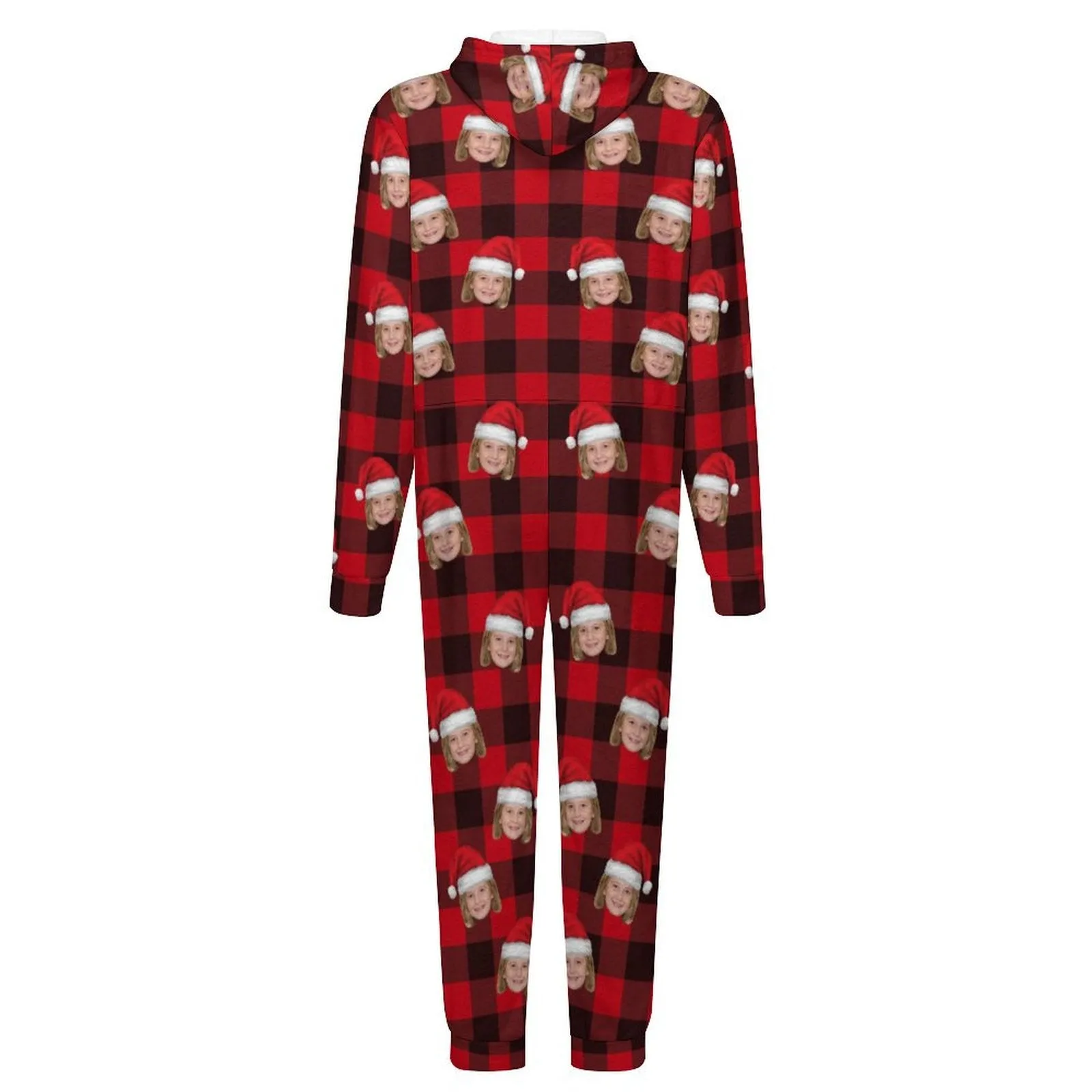 Flannel Fleece Adult/Kid Onesie Pajamas Custom Face Christmas Jumpsuit Homewear