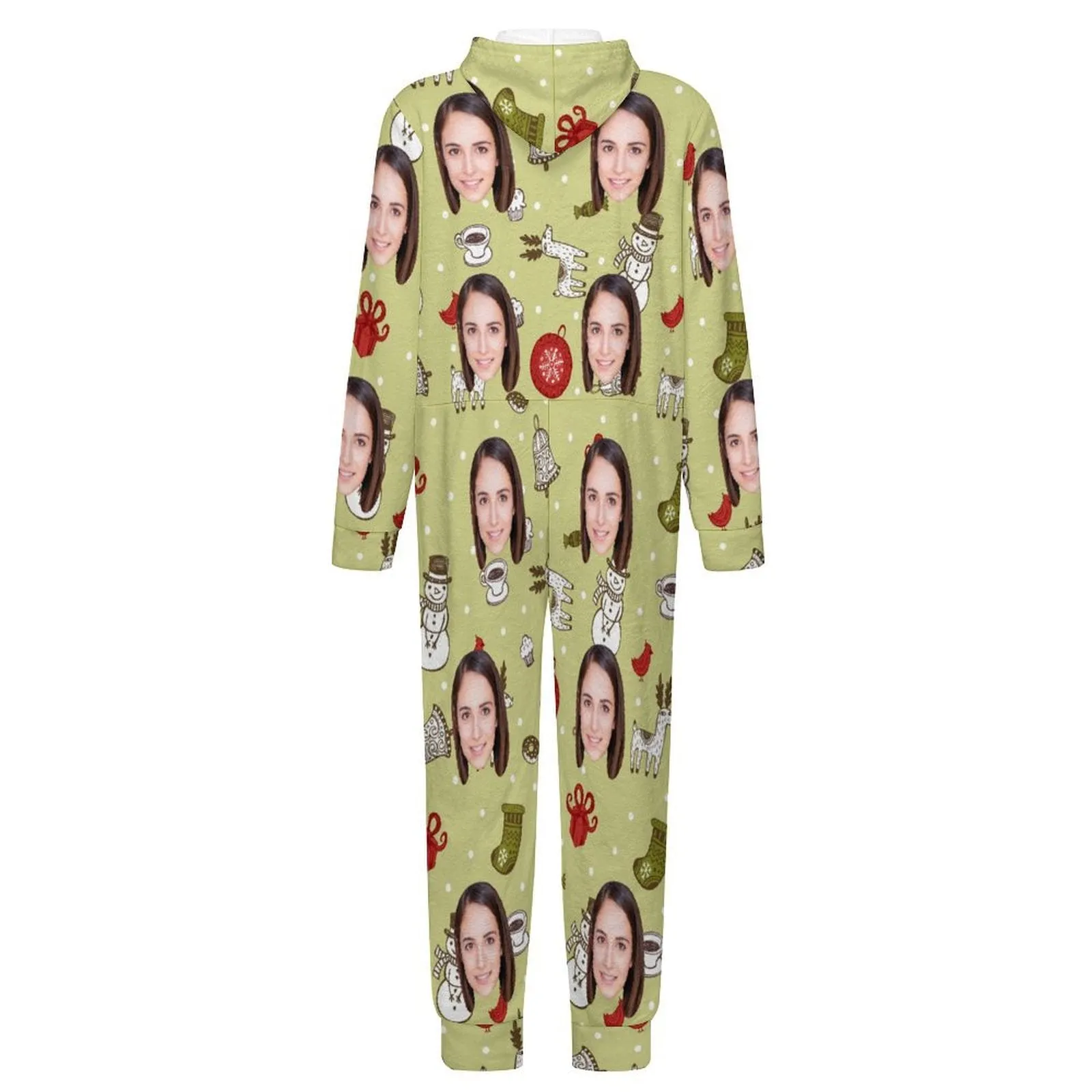 Flannel Fleece Adult/Kid Onesie Pajamas Custom Face Christmas Jumpsuit Homewear