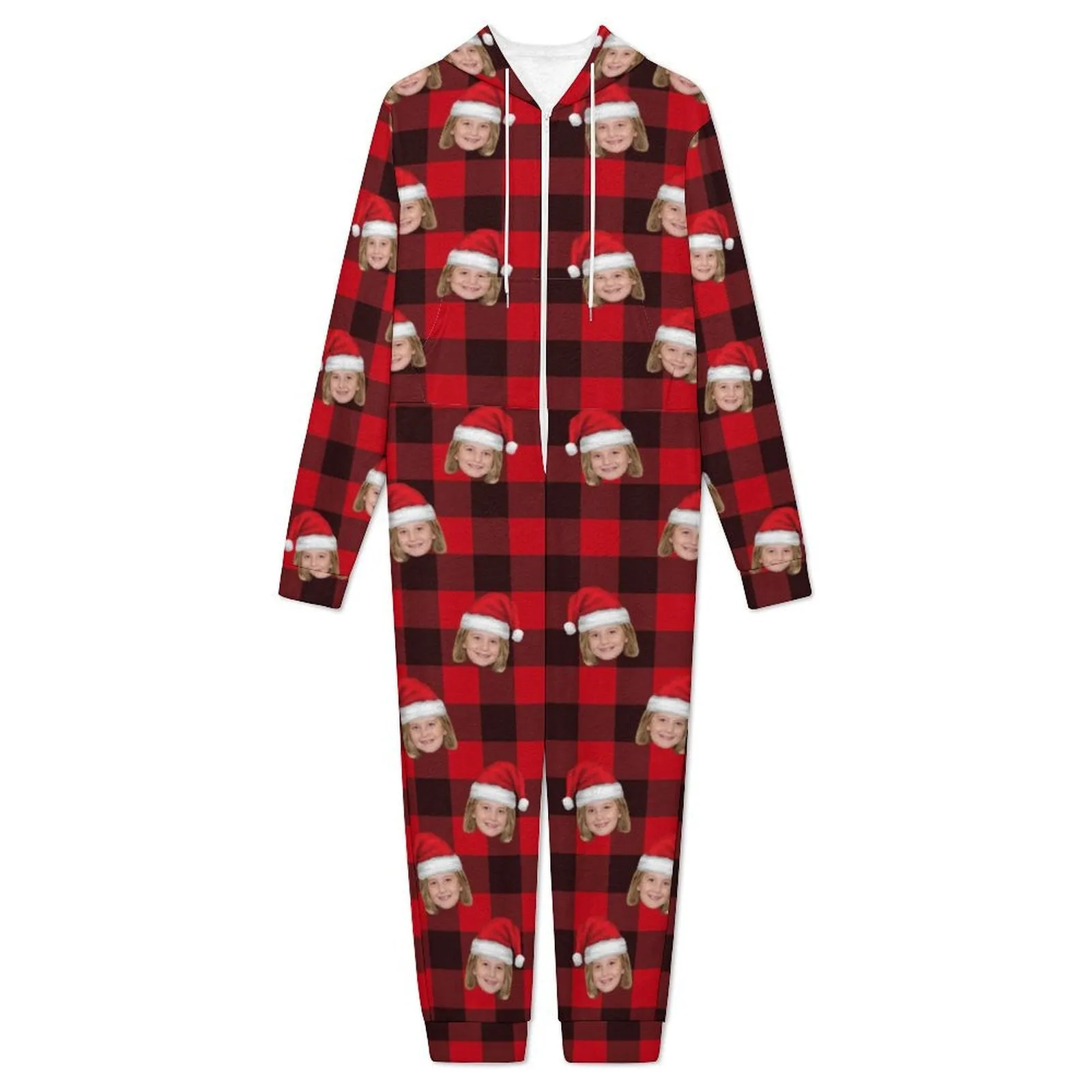 Flannel Fleece Adult/Kid Onesie Pajamas Custom Face Christmas Jumpsuit Homewear