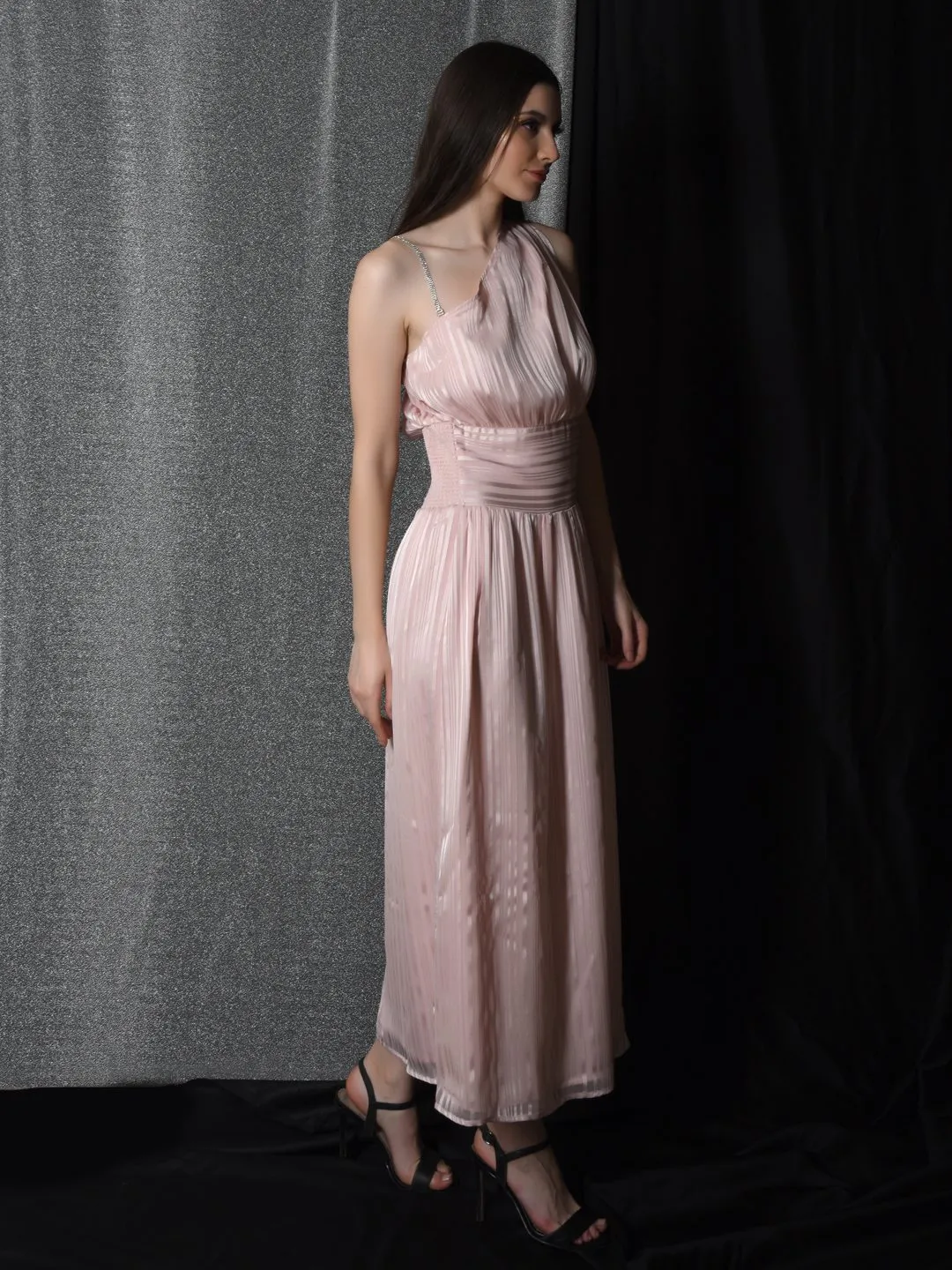 Flawless Women One Shoulder Pink Maxi Dress | BONNIE