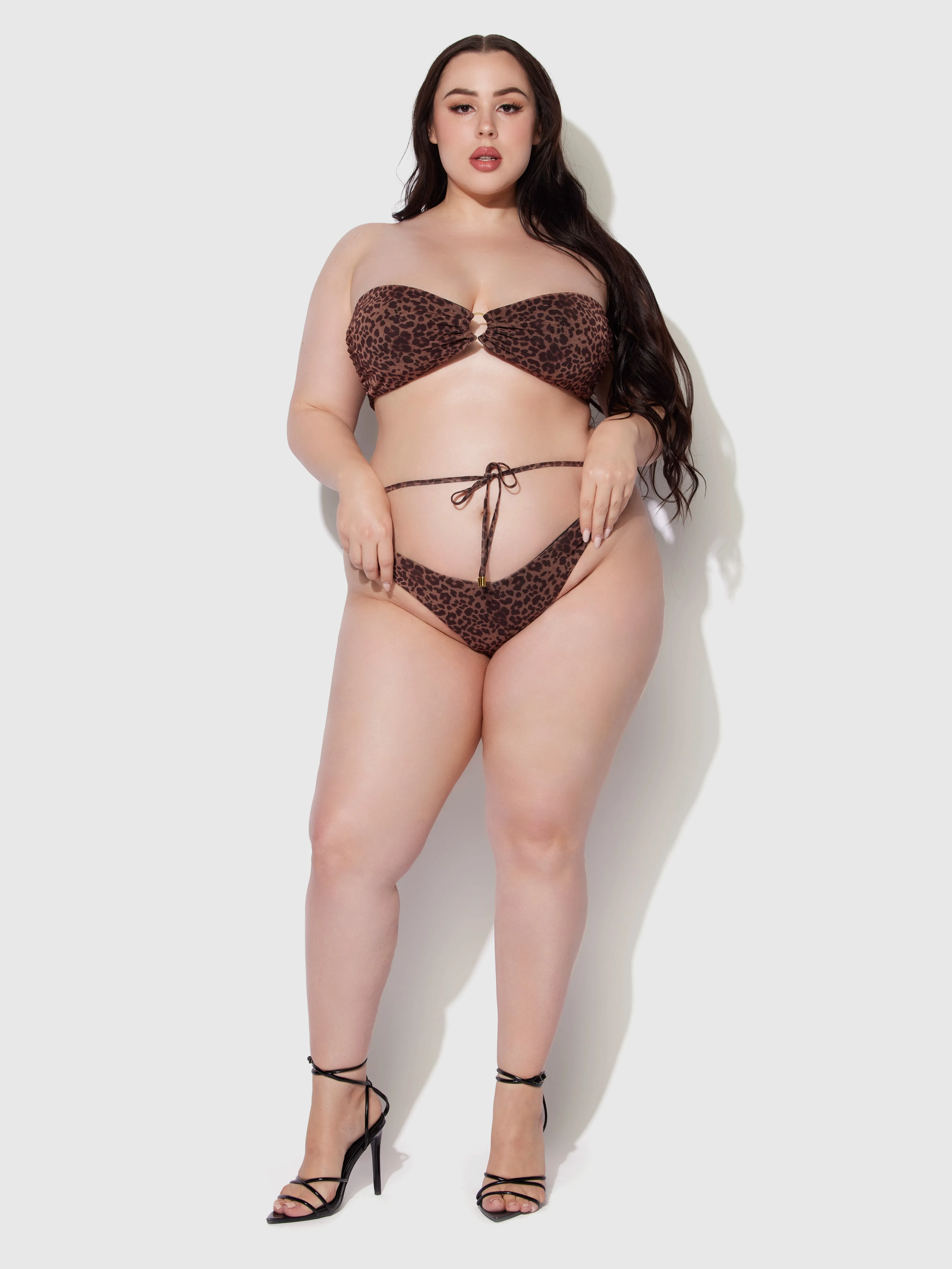 Frederick's Of Hollywood Alanza High-Waist Tie Front Swim Bottom