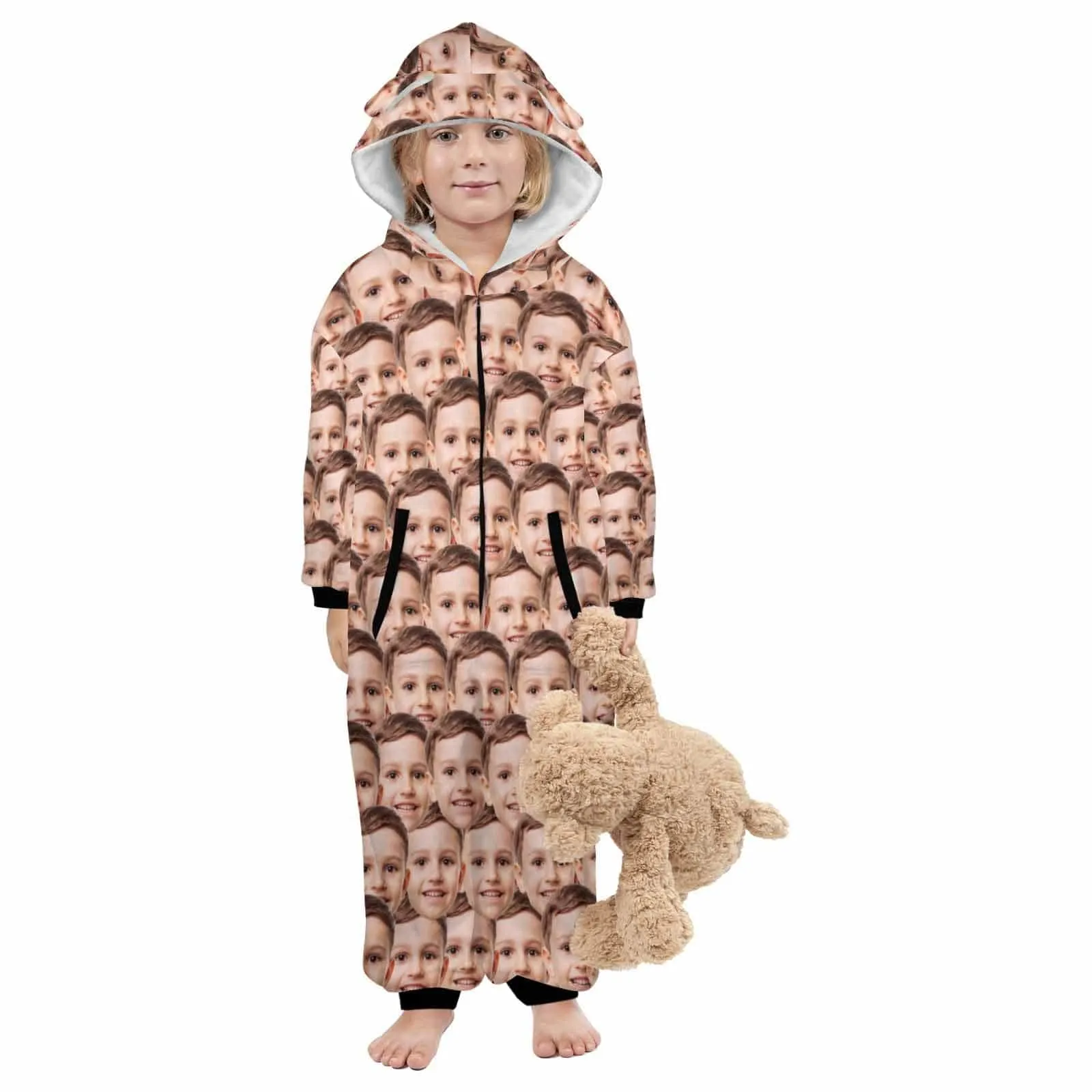 Funny Flannel Fleece Adult/Kid Onesie Pajamas Custom Seamless Face Jumpsuit Homewear