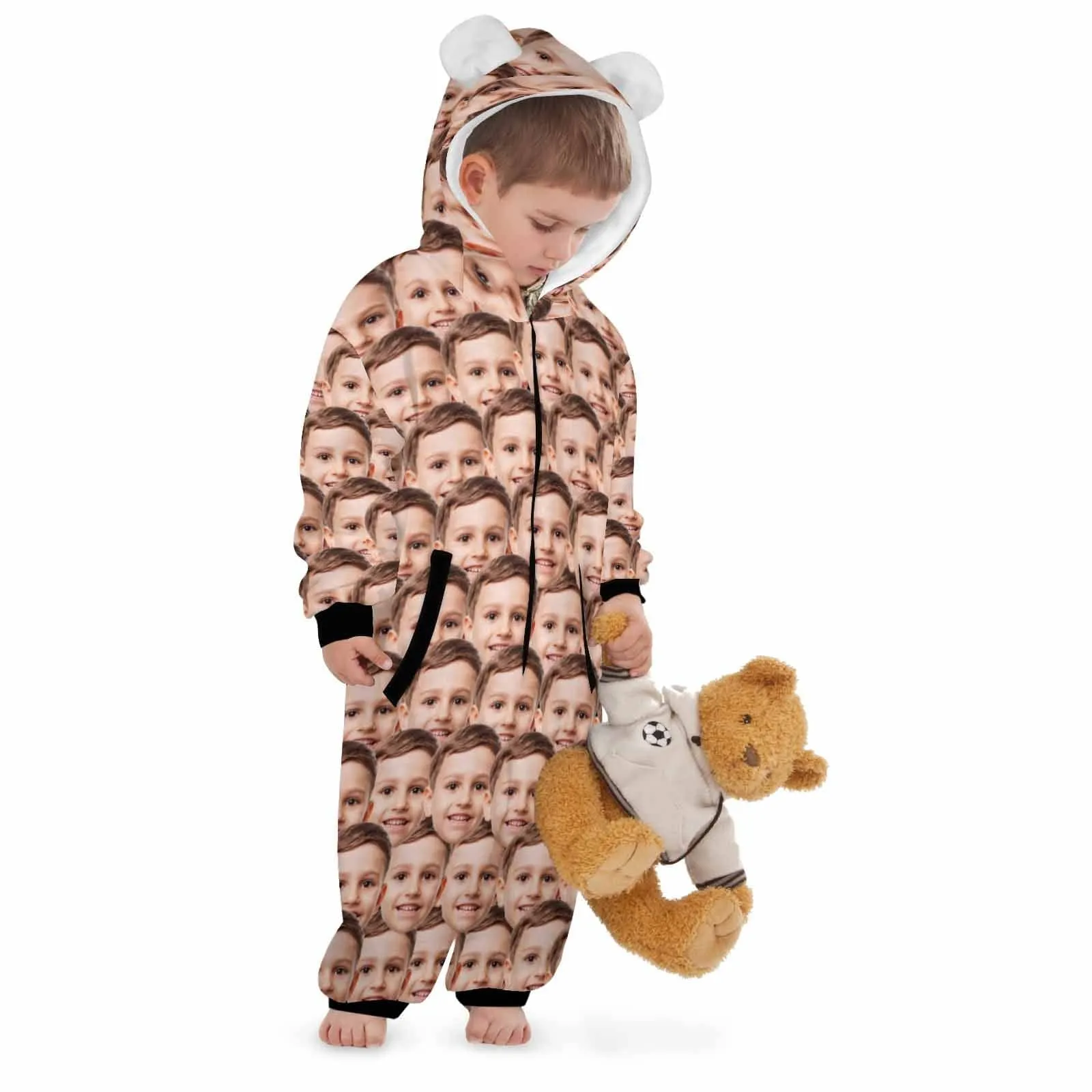 Funny Flannel Fleece Adult/Kid Onesie Pajamas Custom Seamless Face Jumpsuit Homewear