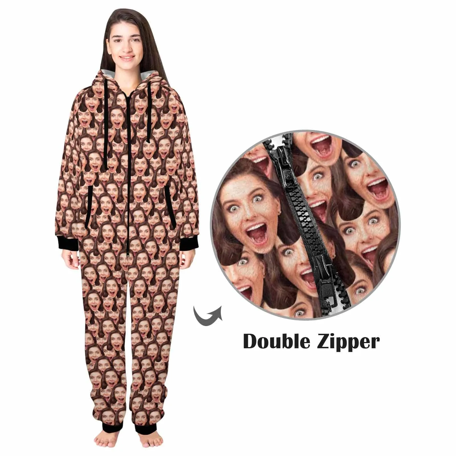 Funny Flannel Fleece Adult/Kid Onesie Pajamas Custom Seamless Face Jumpsuit Homewear
