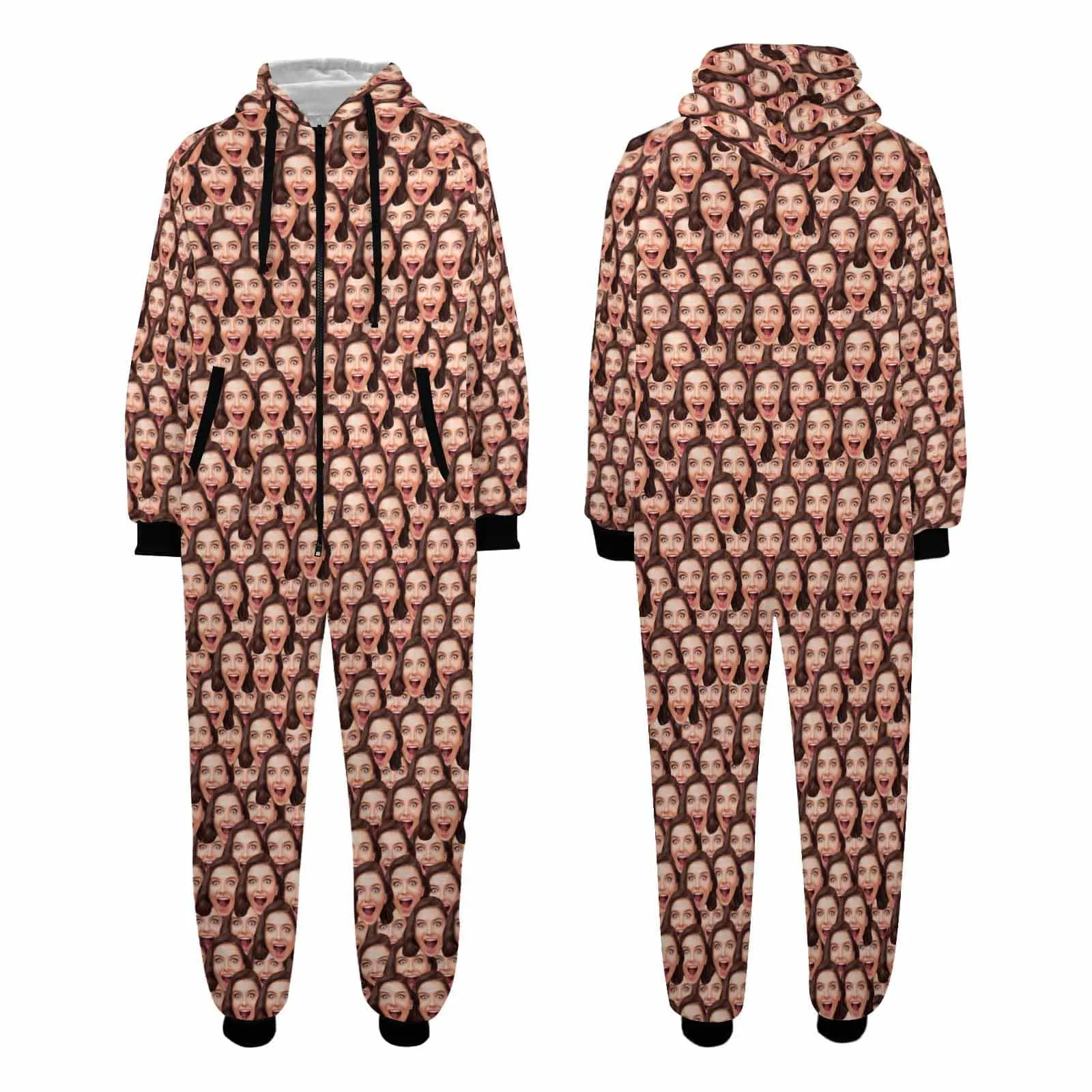 Funny Flannel Fleece Adult/Kid Onesie Pajamas Custom Seamless Face Jumpsuit Homewear