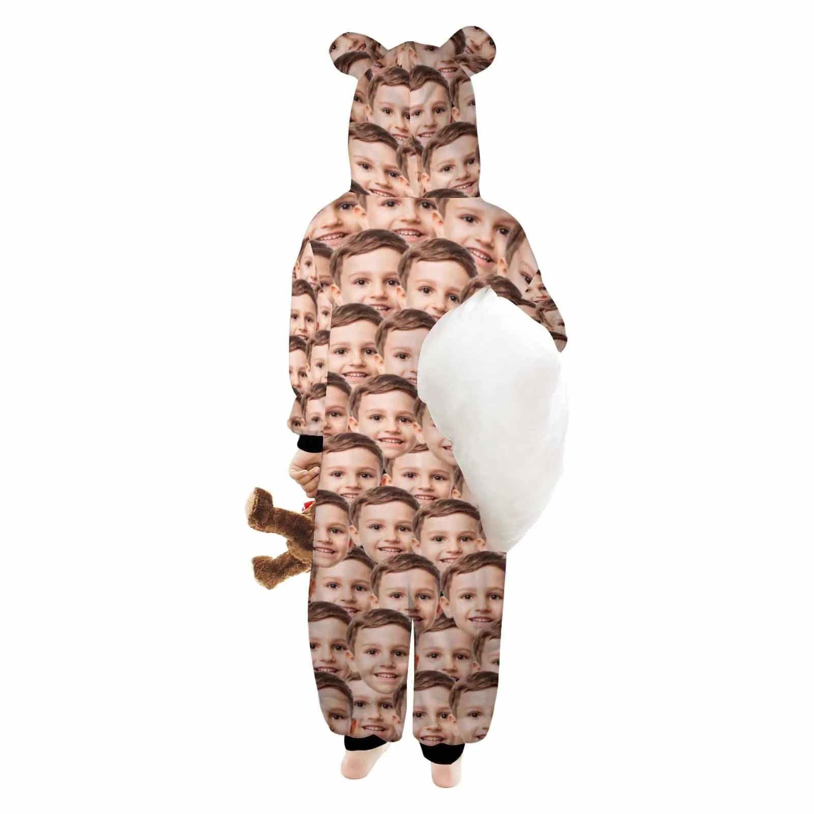 Funny Flannel Fleece Adult/Kid Onesie Pajamas Custom Seamless Face Jumpsuit Homewear