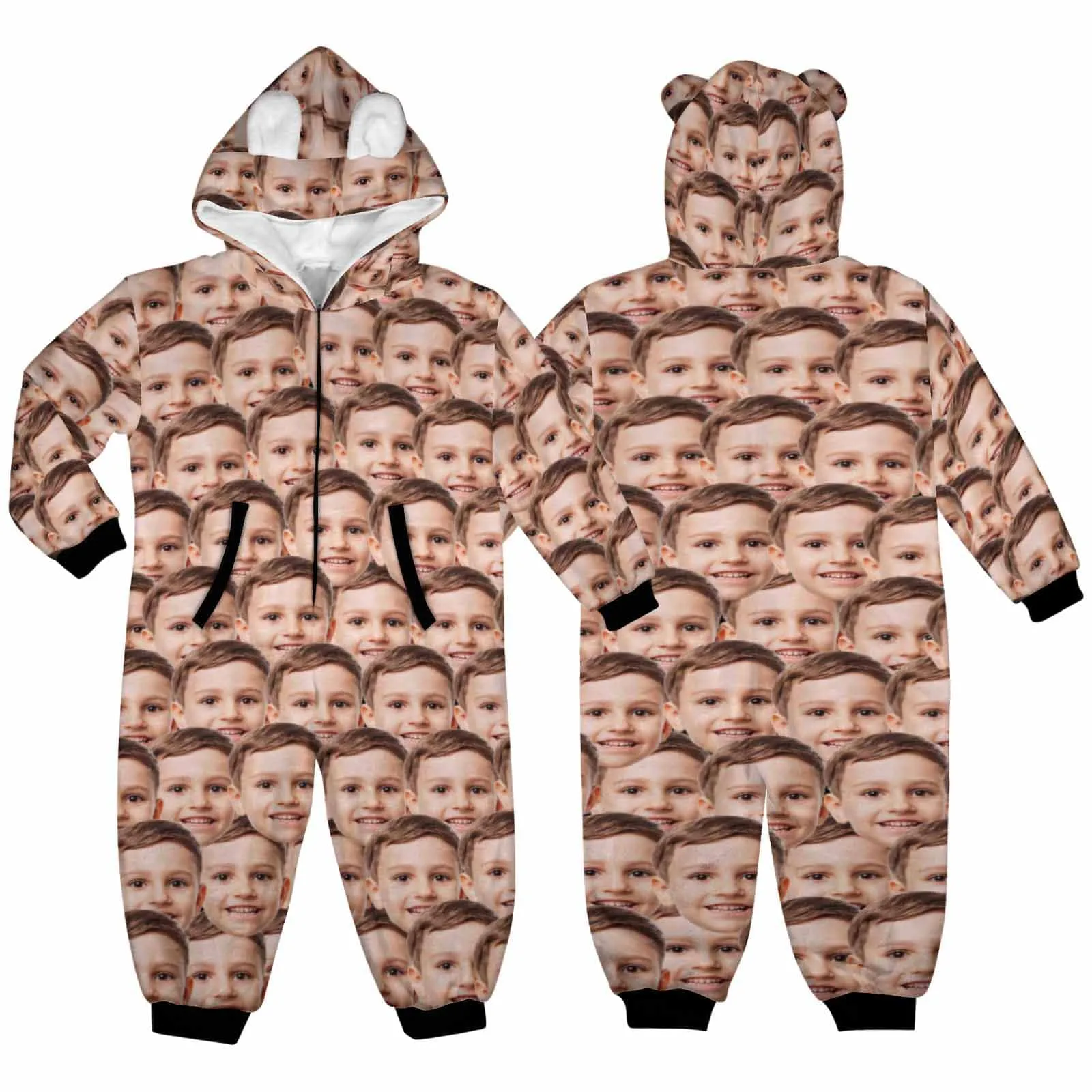 Funny Flannel Fleece Adult/Kid Onesie Pajamas Custom Seamless Face Jumpsuit Homewear