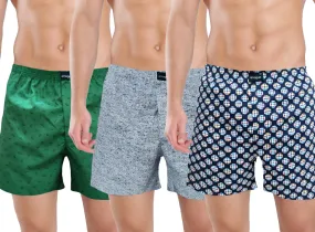 Green Grey Navy Circle Printed Boxer Combo