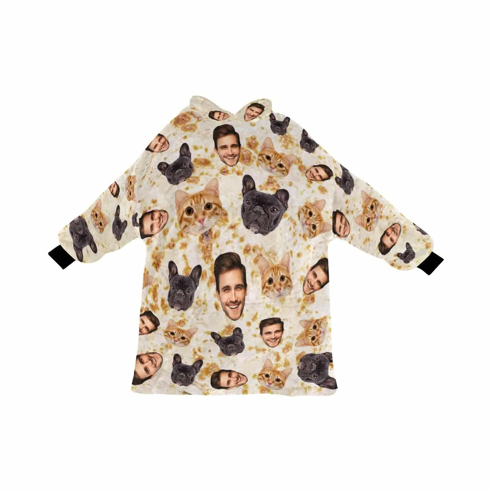 【Highly Recommend】 #Top 1 Wearable Blanket Hoodie Custom Faces Blanket Hoodie for Women Personalized Oversized Hoodie Fleece Blanket Photo Gifts