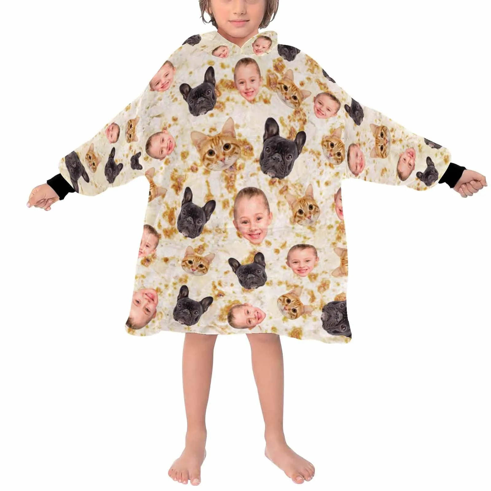 【Highly Recommend】 #Top 1 Wearable Blanket Hoodie Custom Faces Blanket Hoodie for Women Personalized Oversized Hoodie Fleece Blanket Photo Gifts