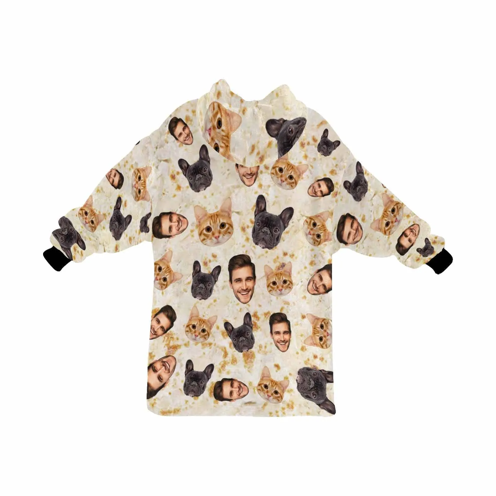 【Highly Recommend】 #Top 1 Wearable Blanket Hoodie Custom Faces Blanket Hoodie for Women Personalized Oversized Hoodie Fleece Blanket Photo Gifts