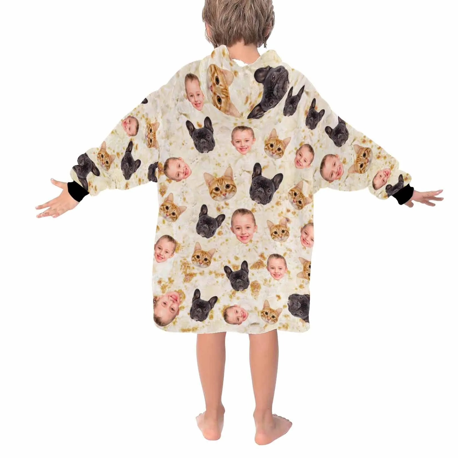 【Highly Recommend】 #Top 1 Wearable Blanket Hoodie Custom Faces Blanket Hoodie for Women Personalized Oversized Hoodie Fleece Blanket Photo Gifts