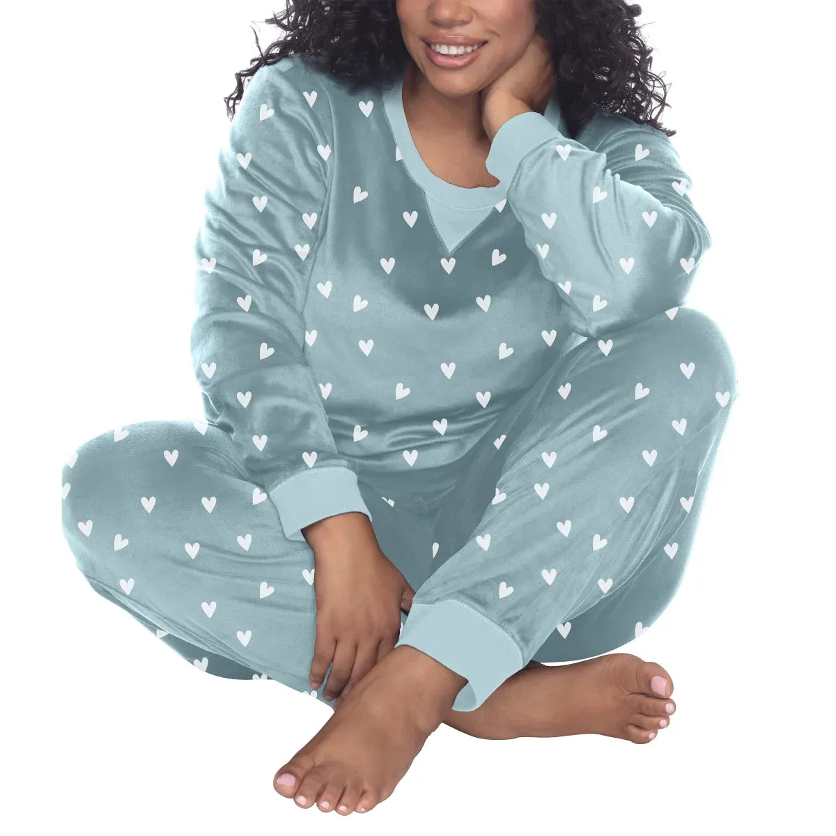 Honeydew Women's Plus 2-Pc Super Soft Fleece Velour Pajama Lounge Set