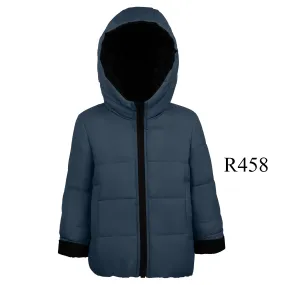 Kids' Insulated Hooded Winter Jacket - Black/Blue