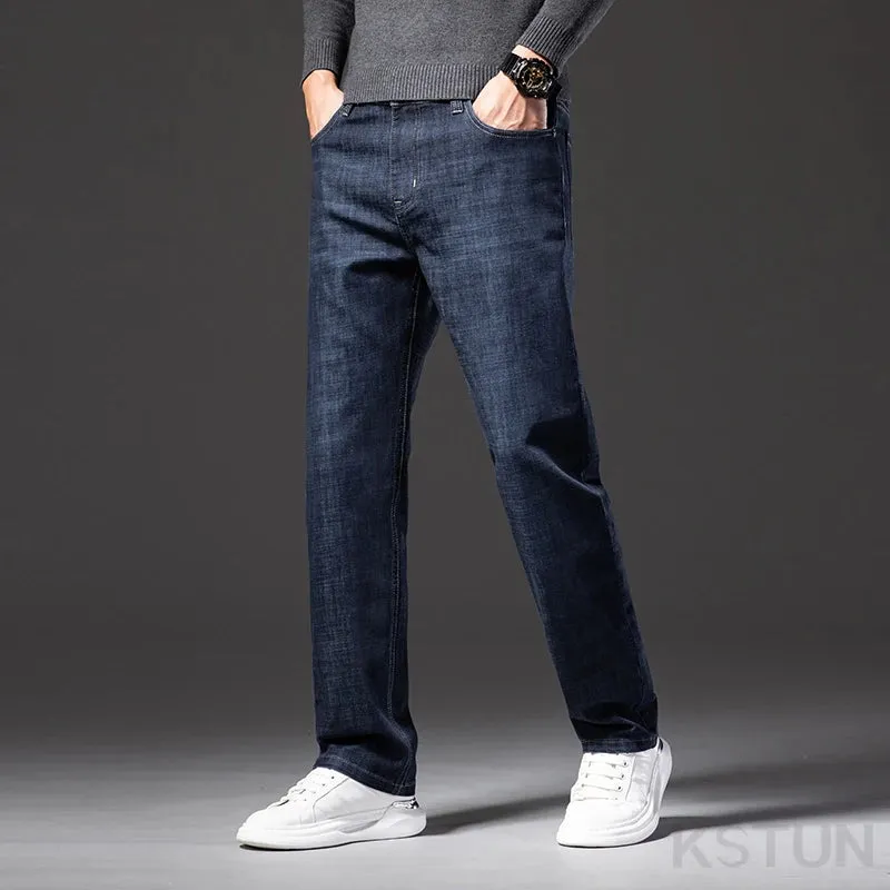 KSTUN Men Jeans Stretch Classic Business Casual Pants Straight Cut Men's Clothing 2024 New Man Trousers Jeans Male Denim Pants