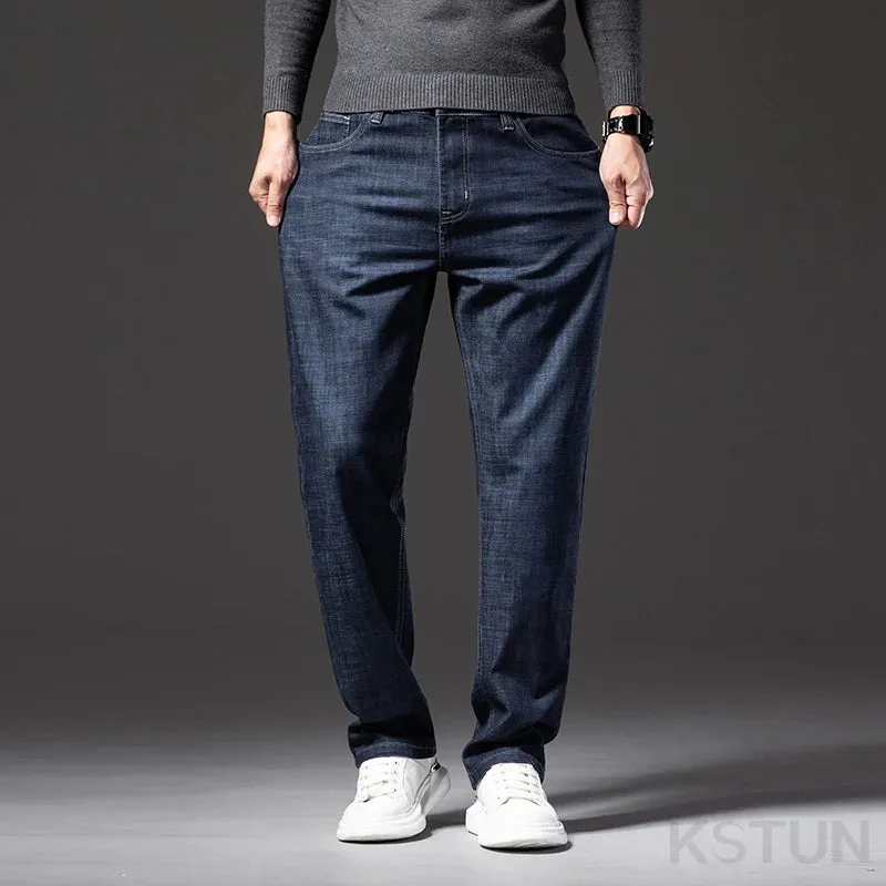 KSTUN Men Jeans Stretch Classic Business Casual Pants Straight Cut Men's Clothing 2024 New Man Trousers Jeans Male Denim Pants